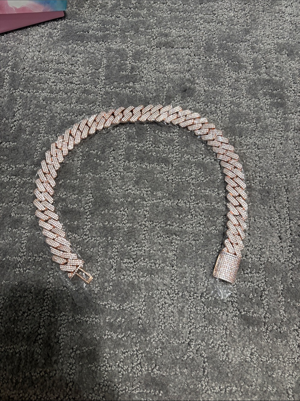 Pave Cuban Link Necklace - Rose Gold Tone